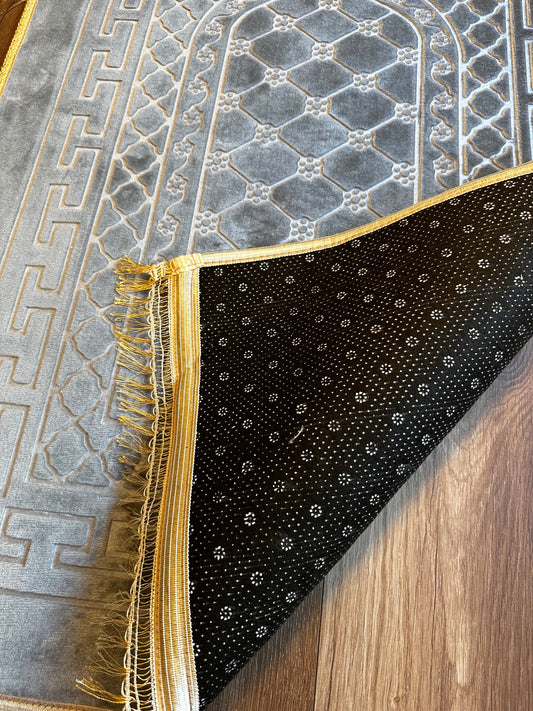 Gebetsteppich - Grau mit goldenem Rand