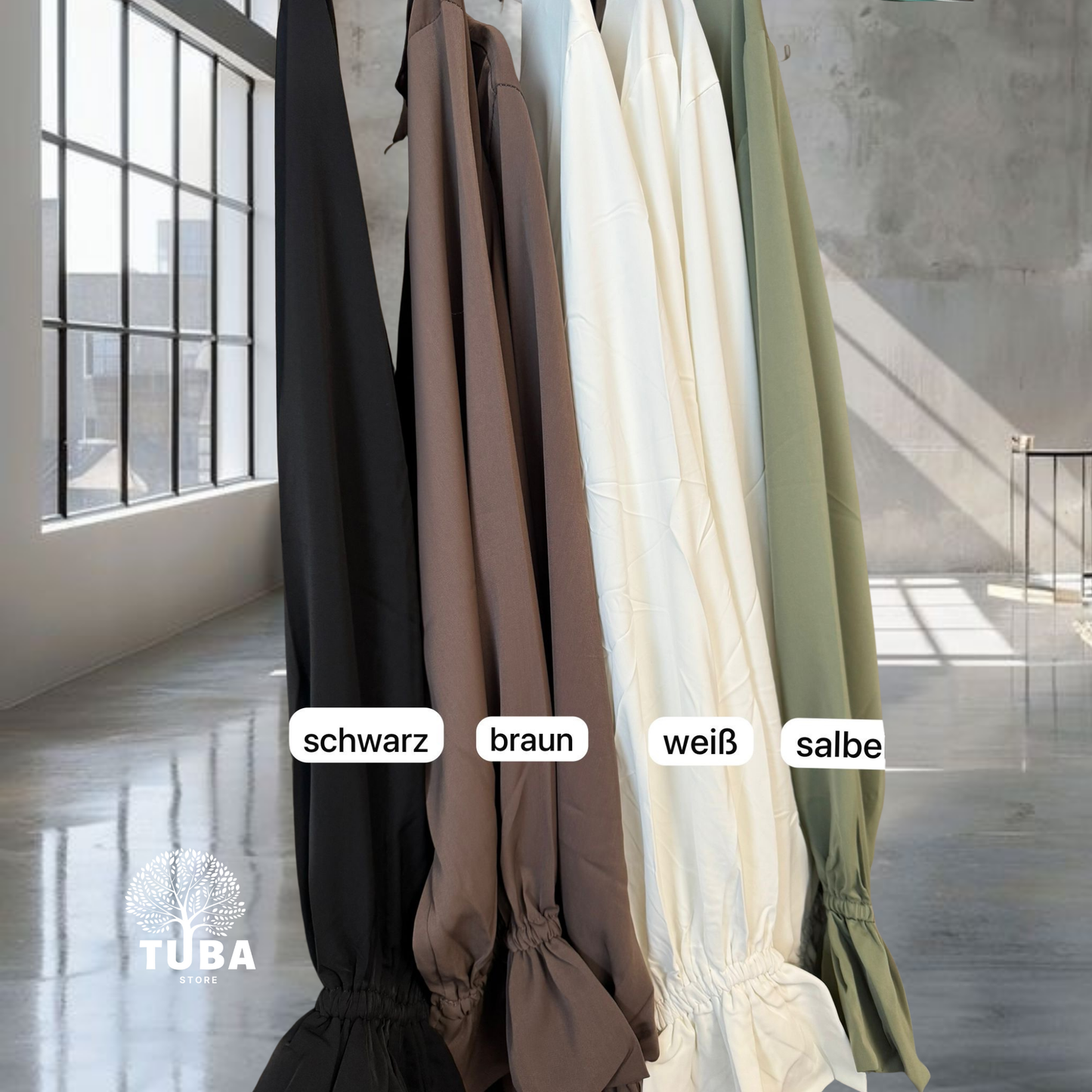 Abaya mit Rüschenärmel & Seitentaschen LongSize 1,60m - Medina