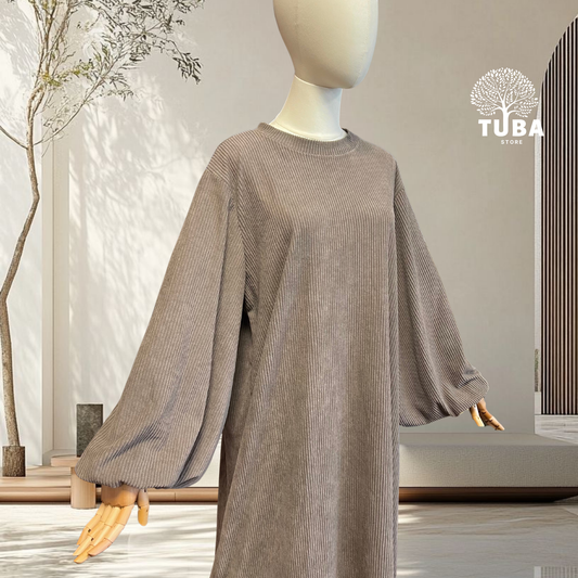 Abaya Cord mit Ballonärmeln - Herbst/Winter