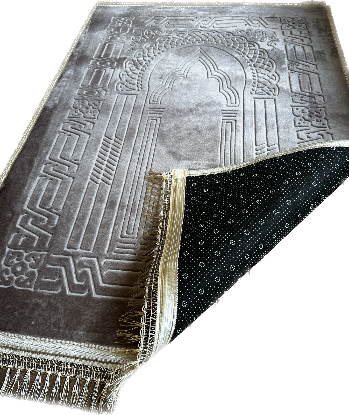 Gebetsteppiche - Taupe mit goldenem Rand