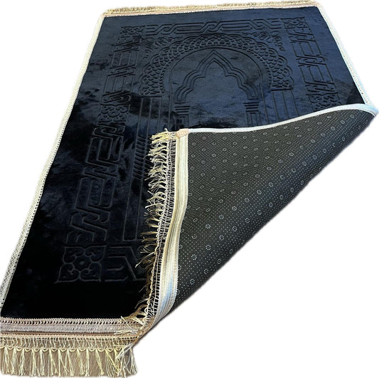 Gebetsteppich - Schwarz mit goldenem Rand