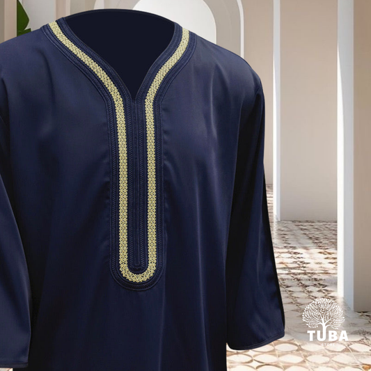 Jalabiya/Djellaba/Thobe feiner Stoff - Dunkelblau