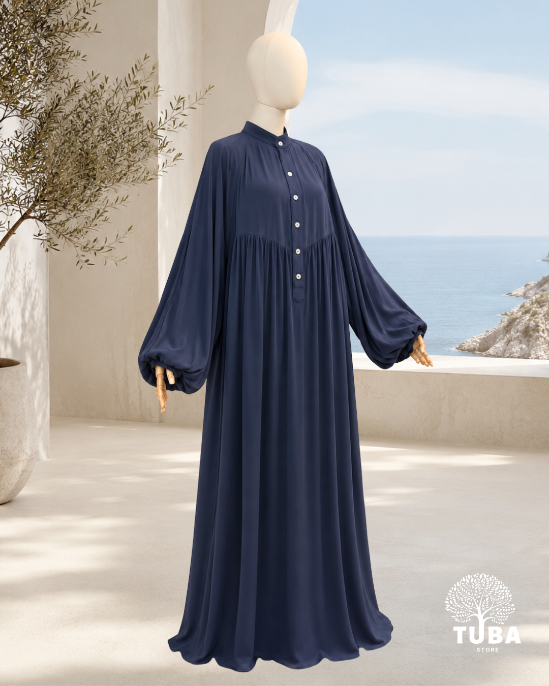 Asiyah Oversize Lyocell Still-Abaya mit Knöpfen - 100% Lyocell