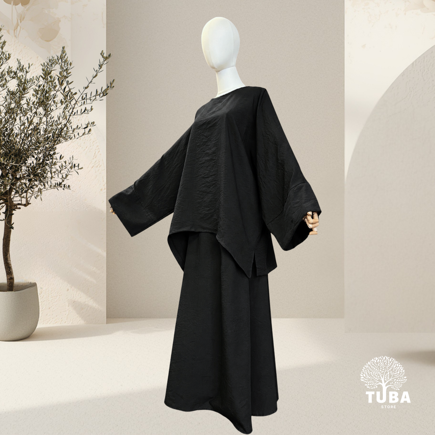 Safiya Baumwoll-Viskose Tokyo Set mit weitem Rock - 95% Naturstoff