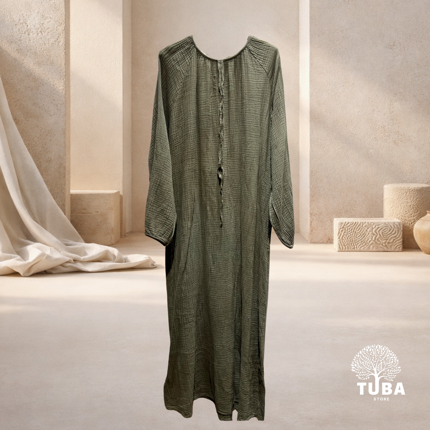 Layan Musselin Abaya - mit Puffärmel