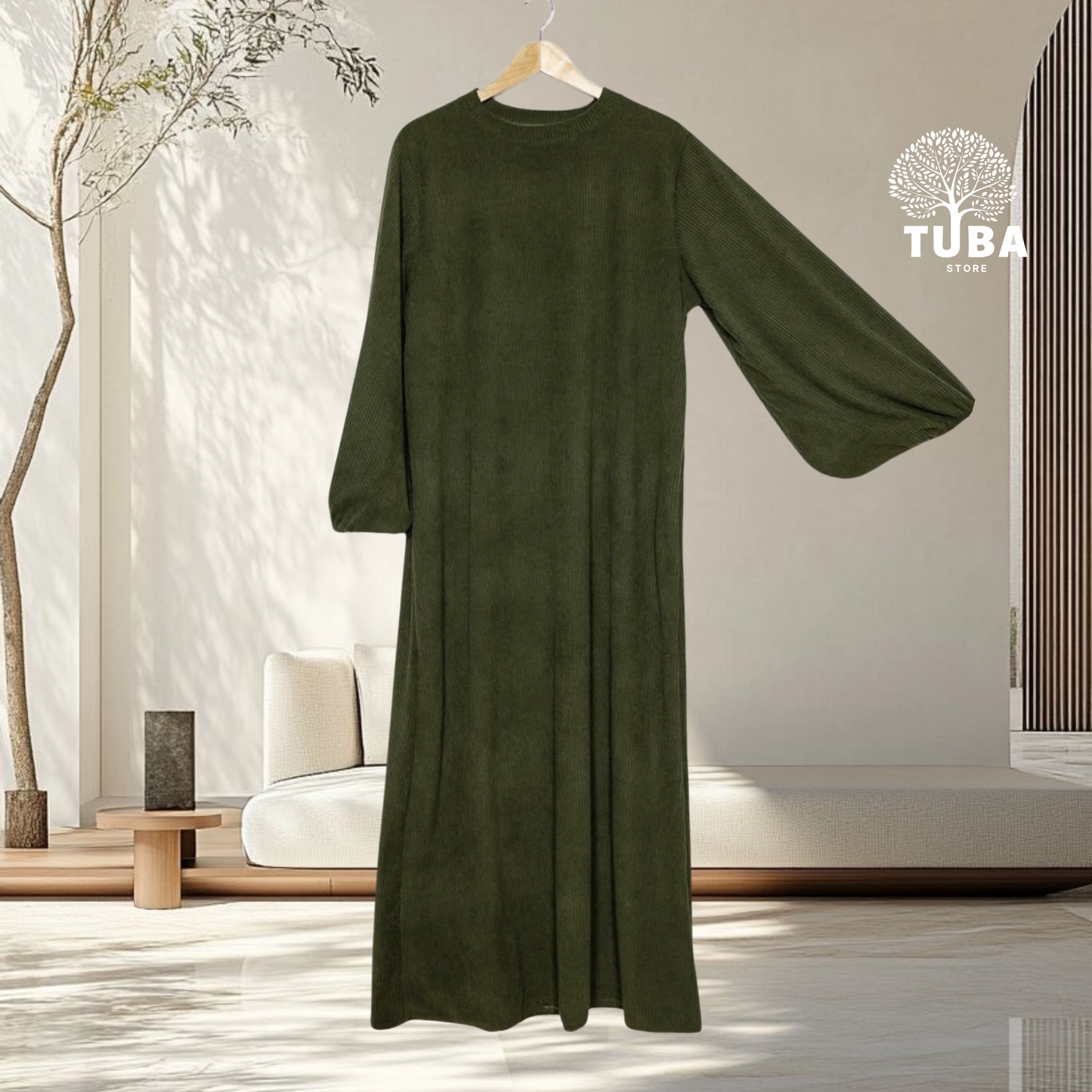 Abaya Cord mit Ballonärmeln - Herbst/Winter