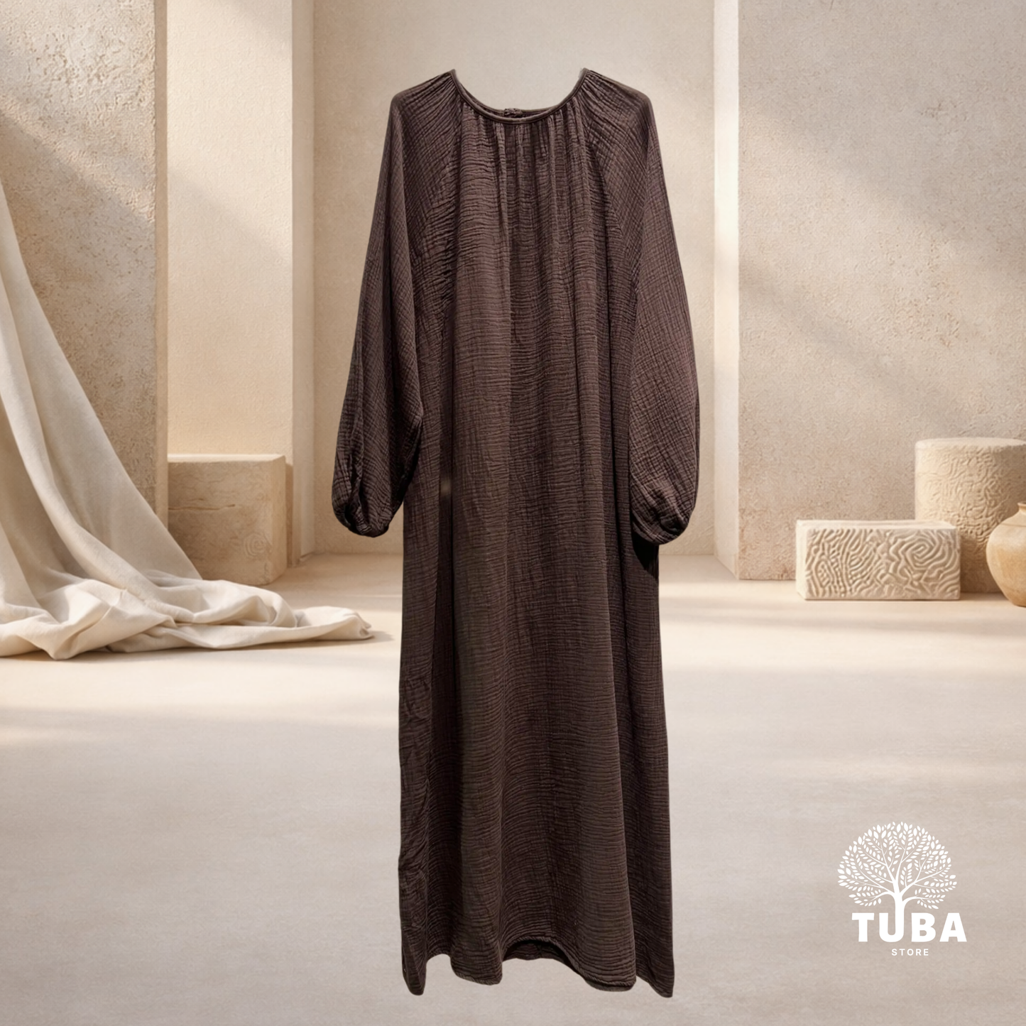 Layan Musselin Abaya - mit Puffärmel
