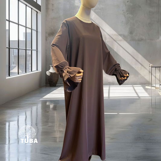 Abaya mit Rüschenärmel & Seitentaschen LongSize 1,60m - Medina