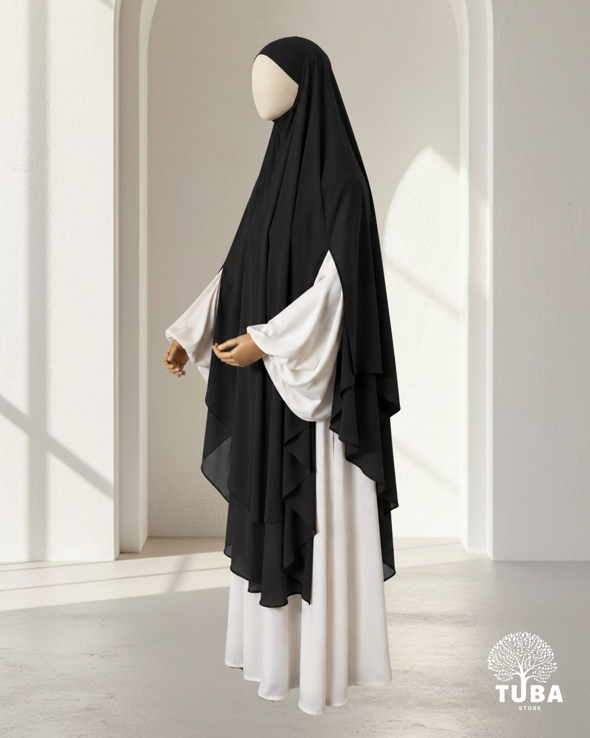 FIRDAUS XL Chiffon Khimar - 2-lagig