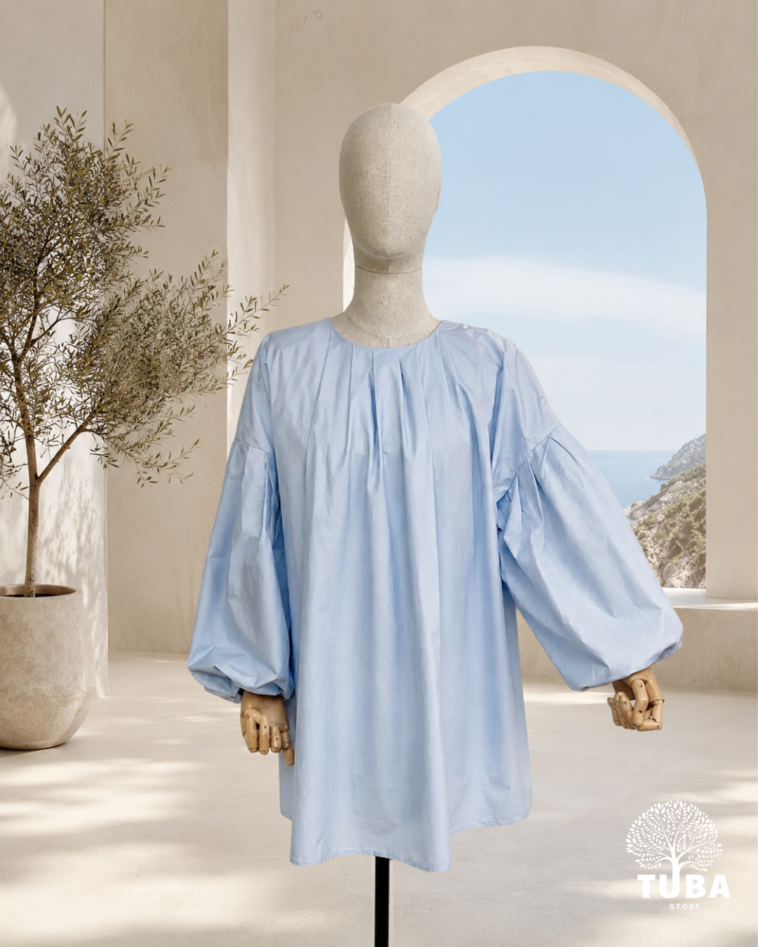 Alya Cotton Puff Sleeve Shirt - 100% Baumwolle