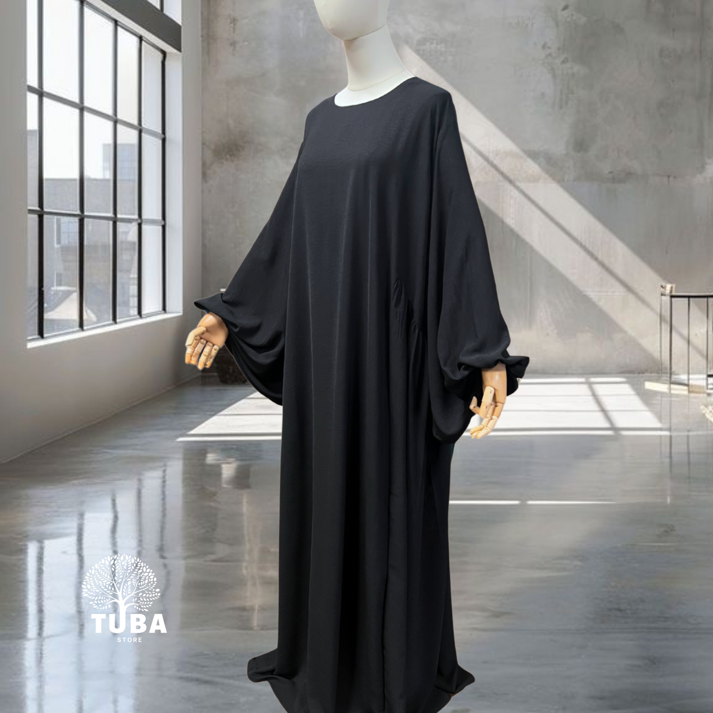 Abaya hochwertig LongSize 1,60m mit Puffärmel - Jazz