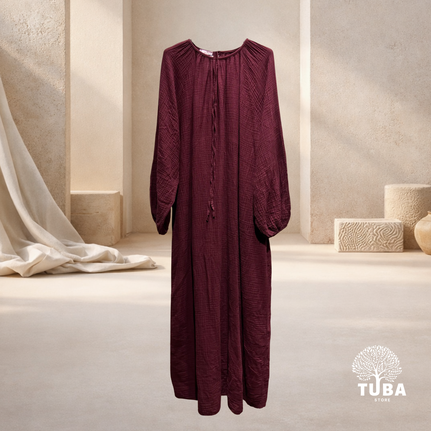 Layan Musselin Abaya - mit Puffärmel