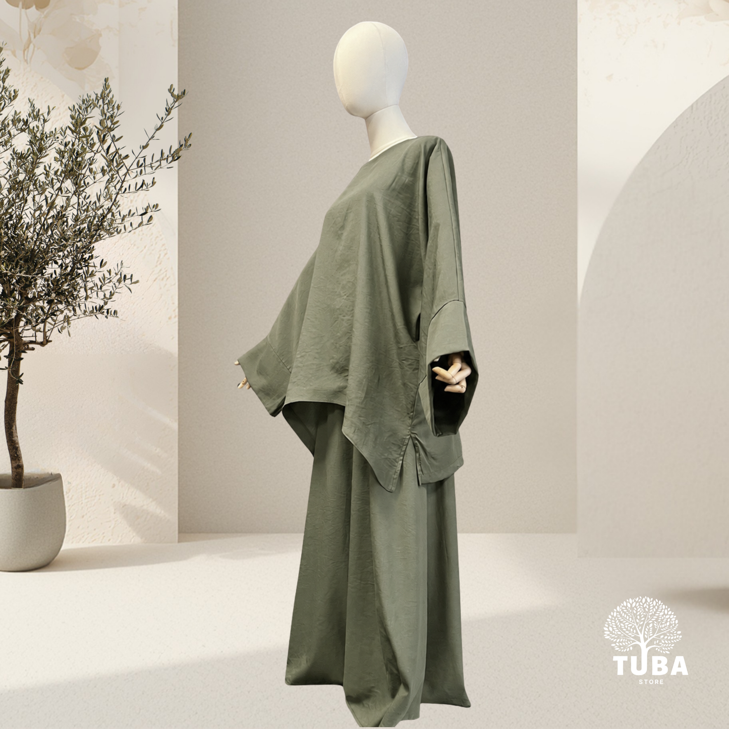 Safiya Baumwoll-Viskose Tokyo Set mit weitem Rock - 95% Naturstoff
