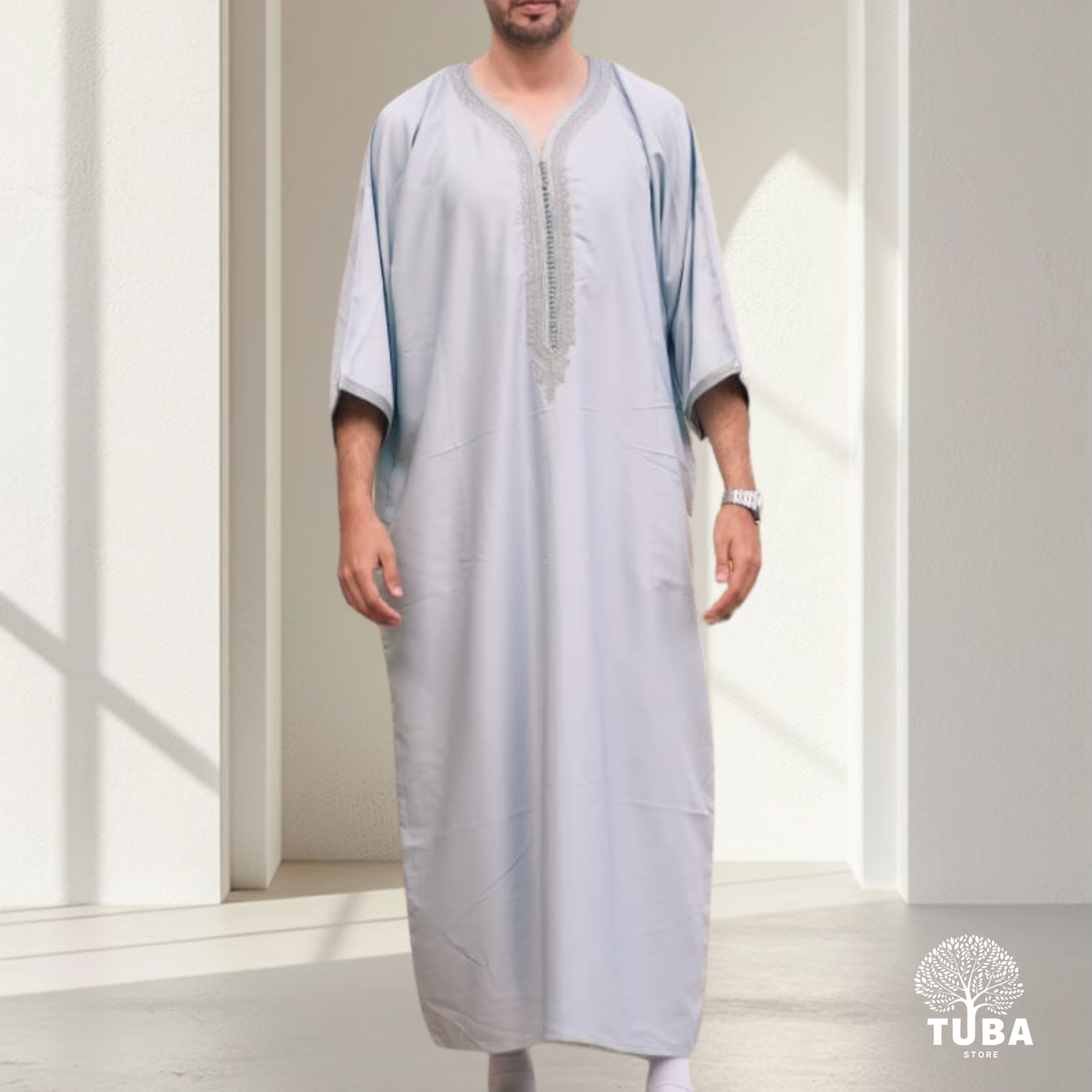Premium Marokkanische Jalabiya/Djellaba/Thobe | Lightgrey