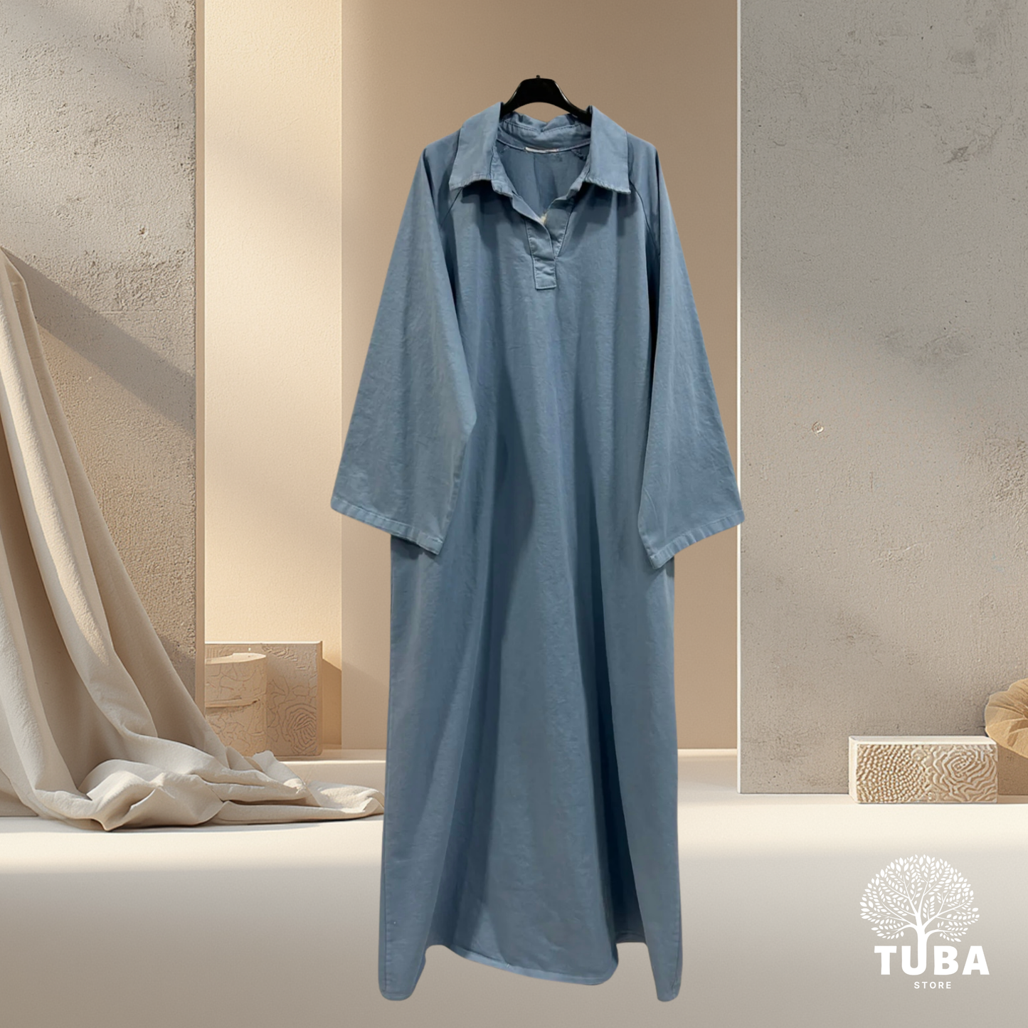 Qamar Denim Abaya - 100% Baumwolle