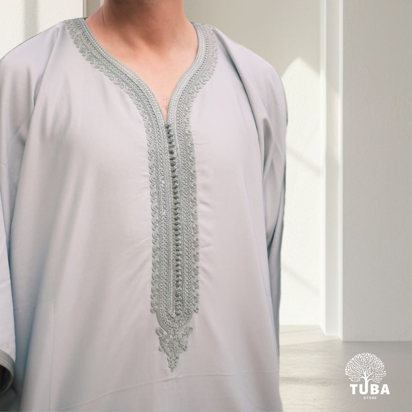 Premium Marokkanische Jalabiya/Djellaba/Thobe | Lightgrey