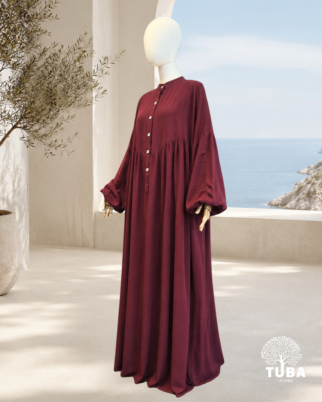Asiyah Oversize Lyocell Still-Abaya mit Knöpfen - 100% Lyocell