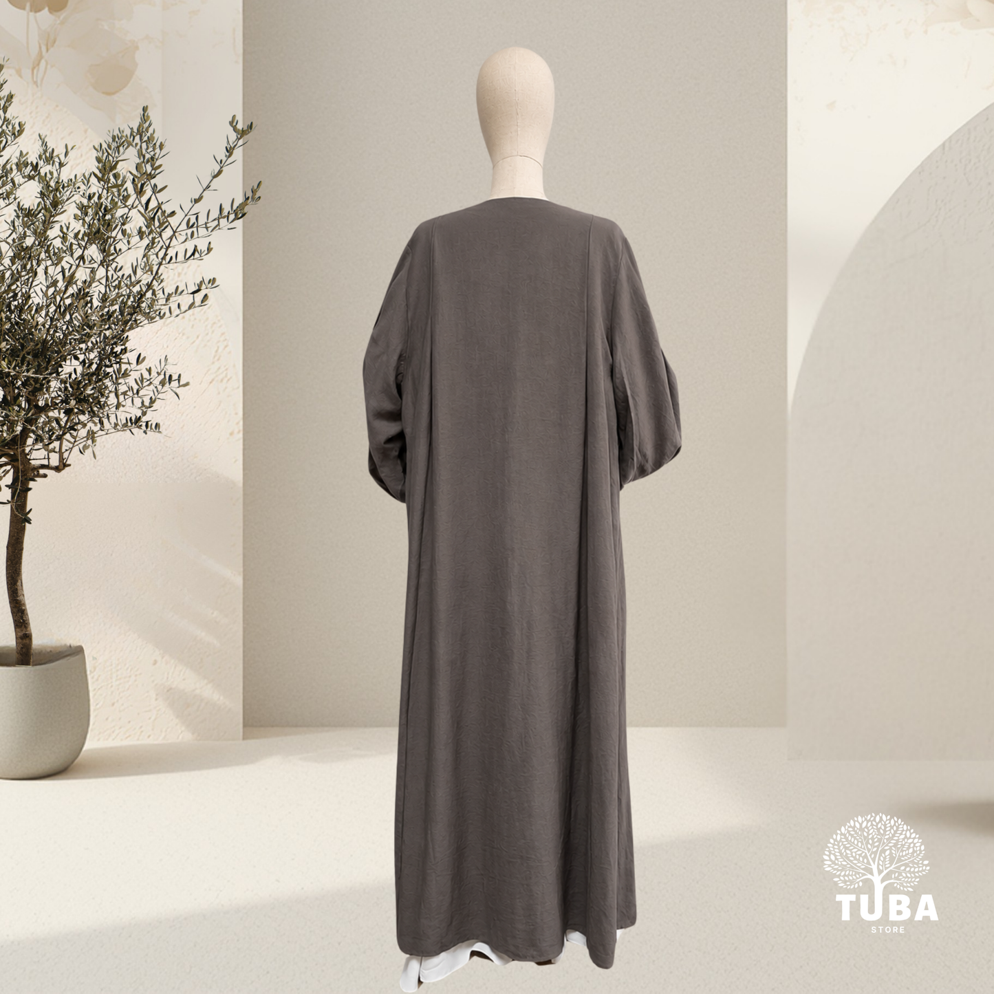 Lina Puff Sleeve Kimono Abaya - Leinen/Viskose