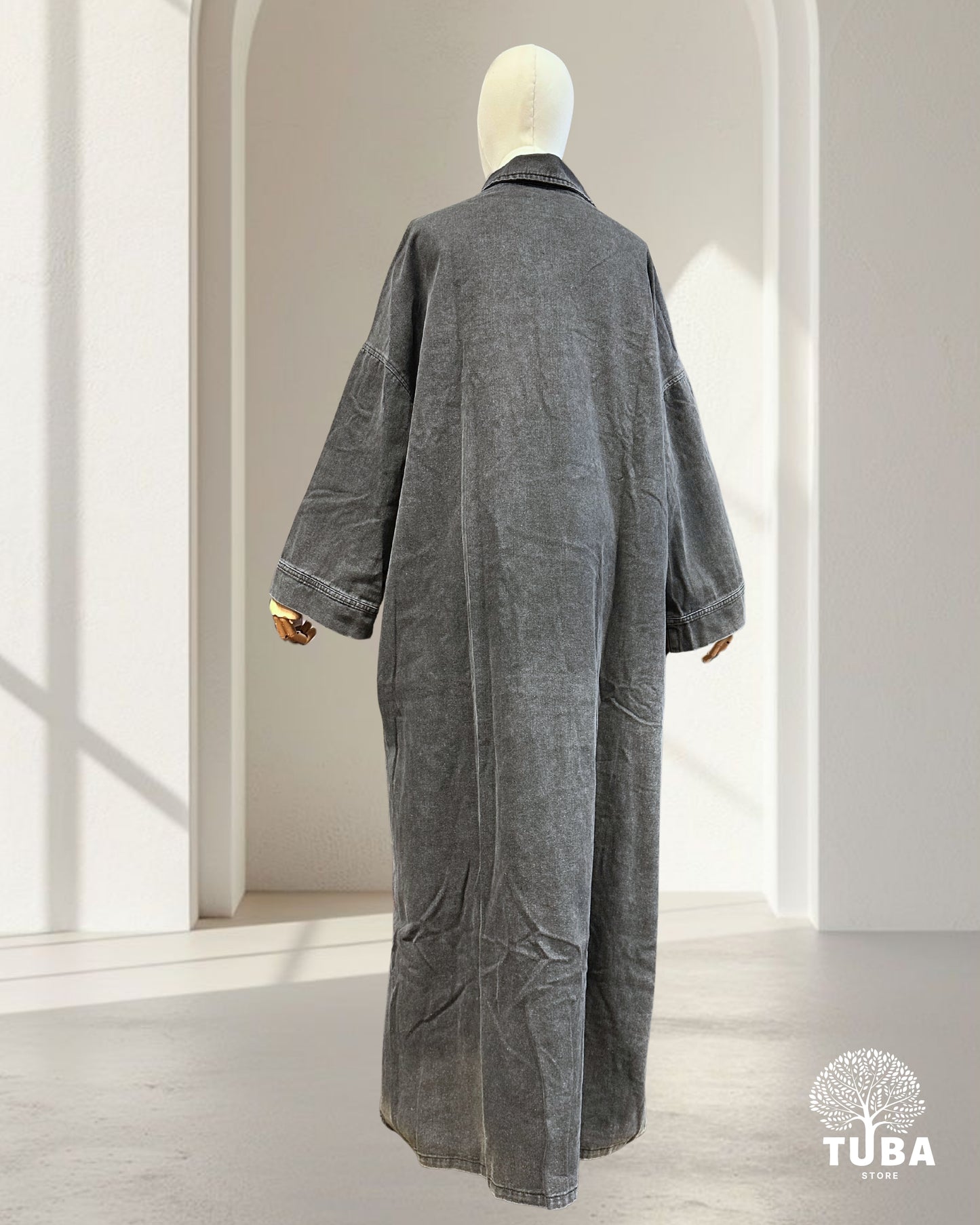 INAYA Denim Abaya mit Reißverschluss - 100% Baumwolle