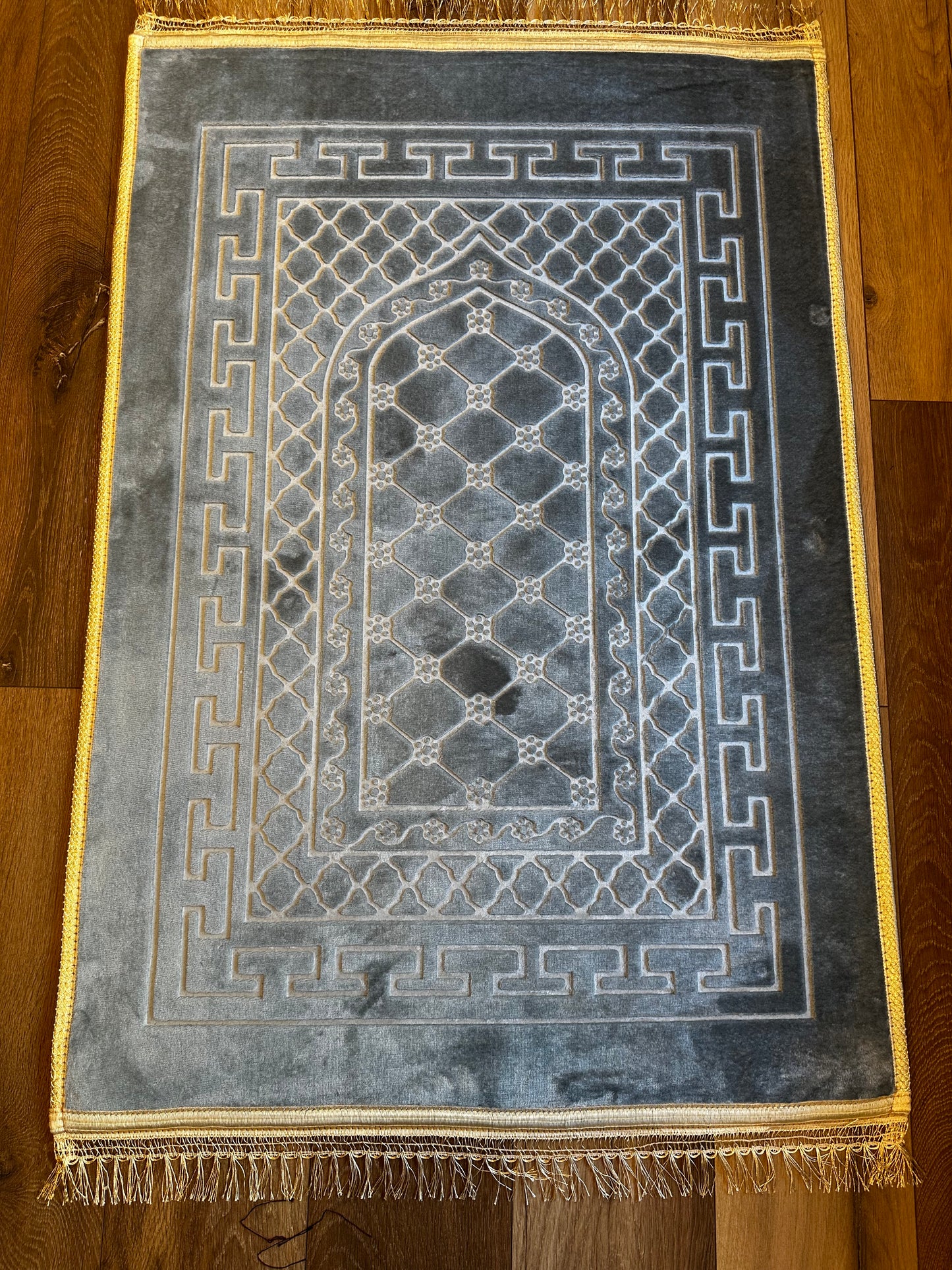 Gebetsteppich - Grau mit goldenem Rand