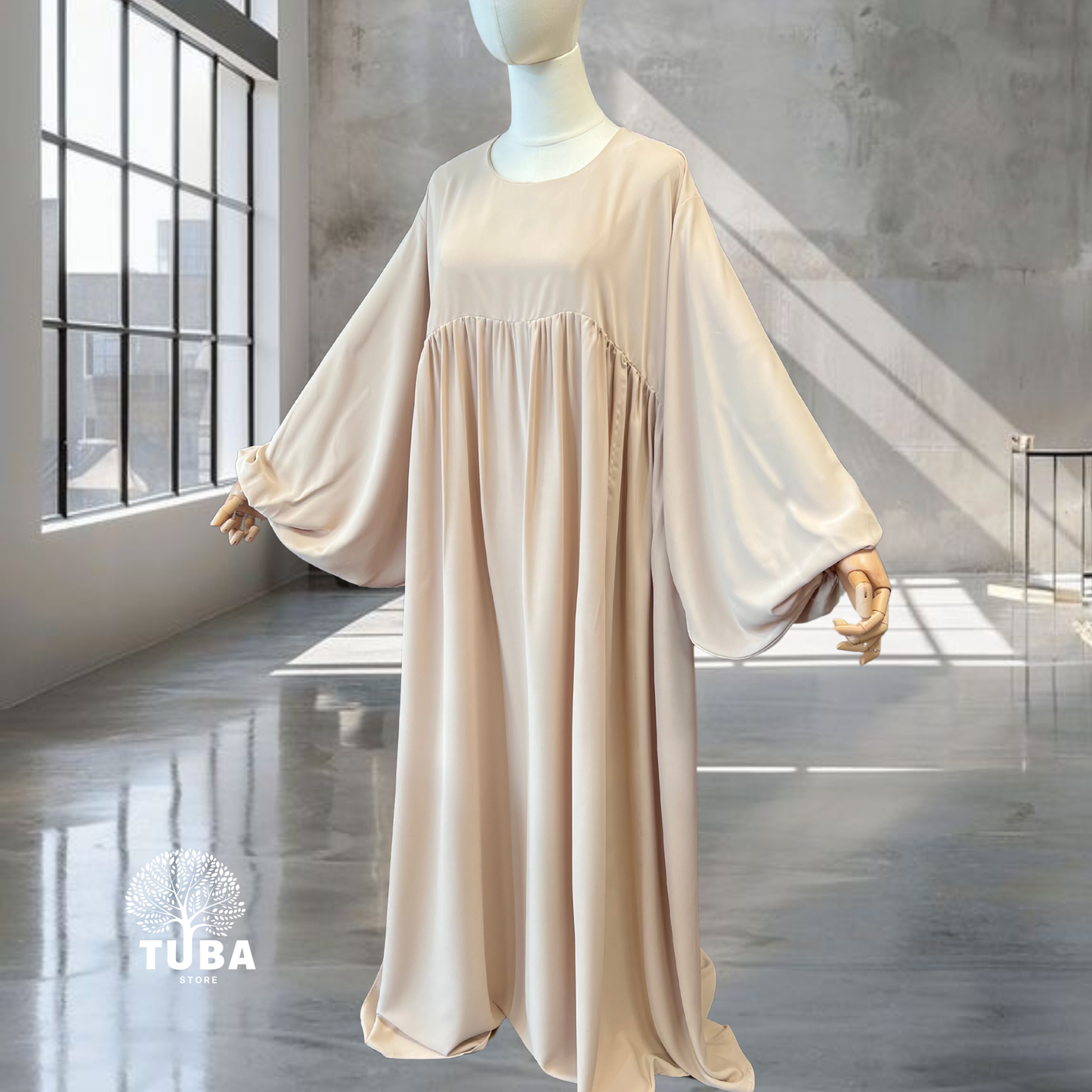 Abaya hochwertig mit Puffärmel/Ballonärmel - Medina