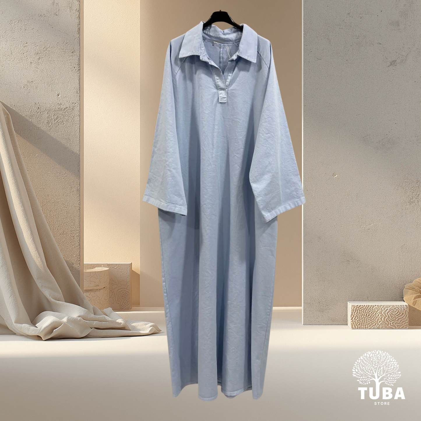Qamar Denim Abaya - 100% Baumwolle