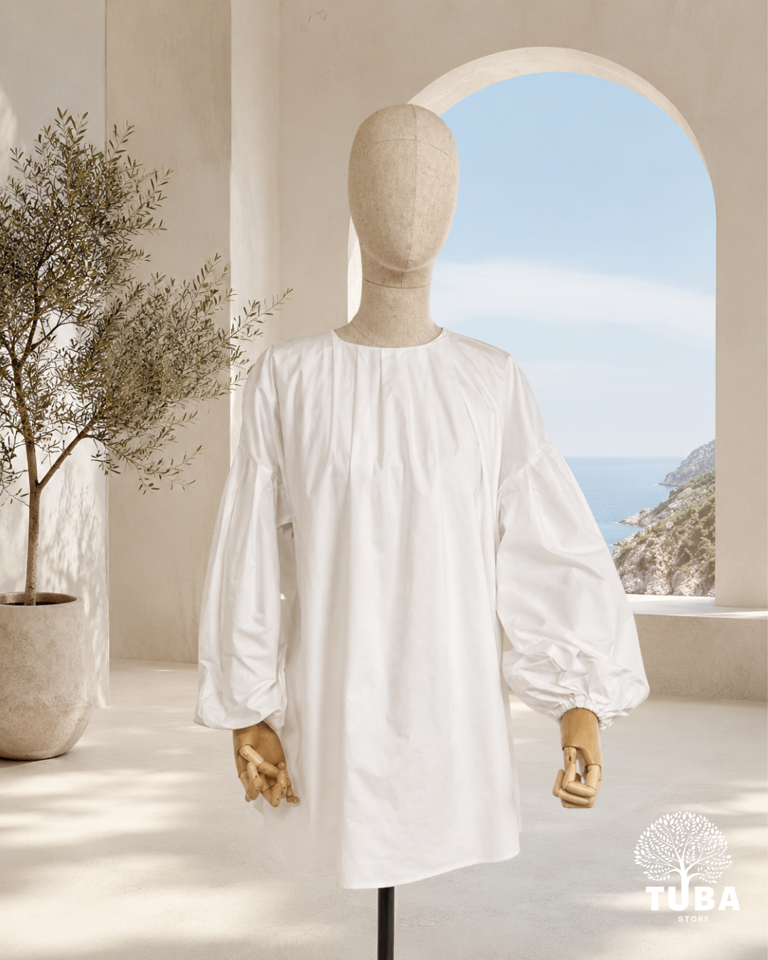 Alya Cotton Puff Sleeve Shirt - 100% Baumwolle