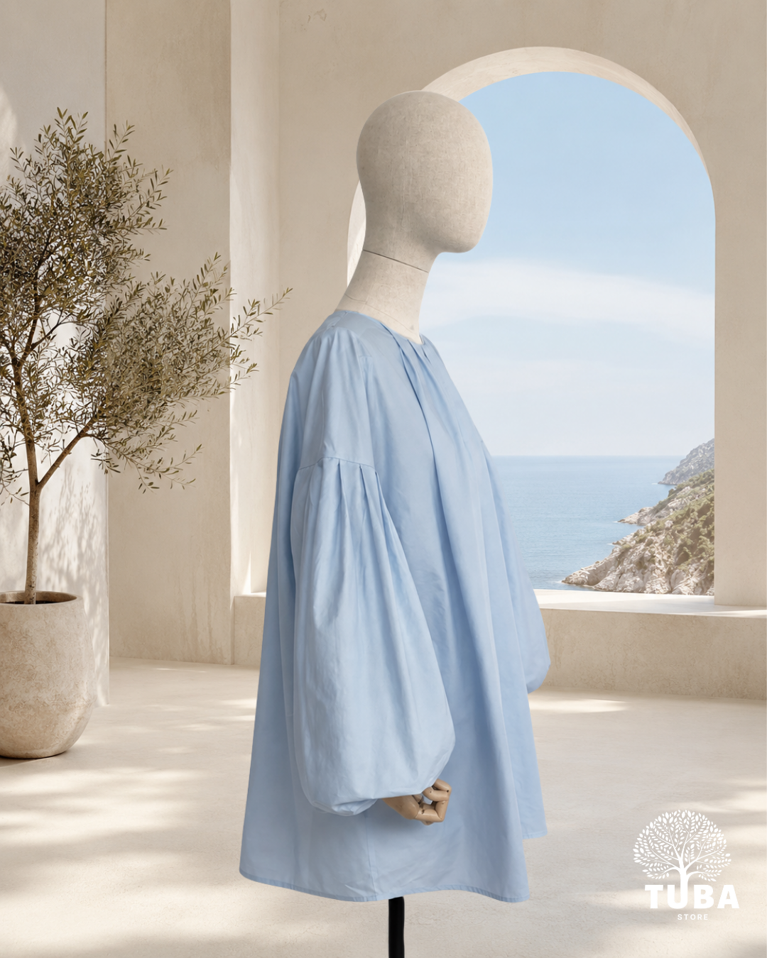 Alya Cotton Puff Sleeve Shirt - 100% Baumwolle