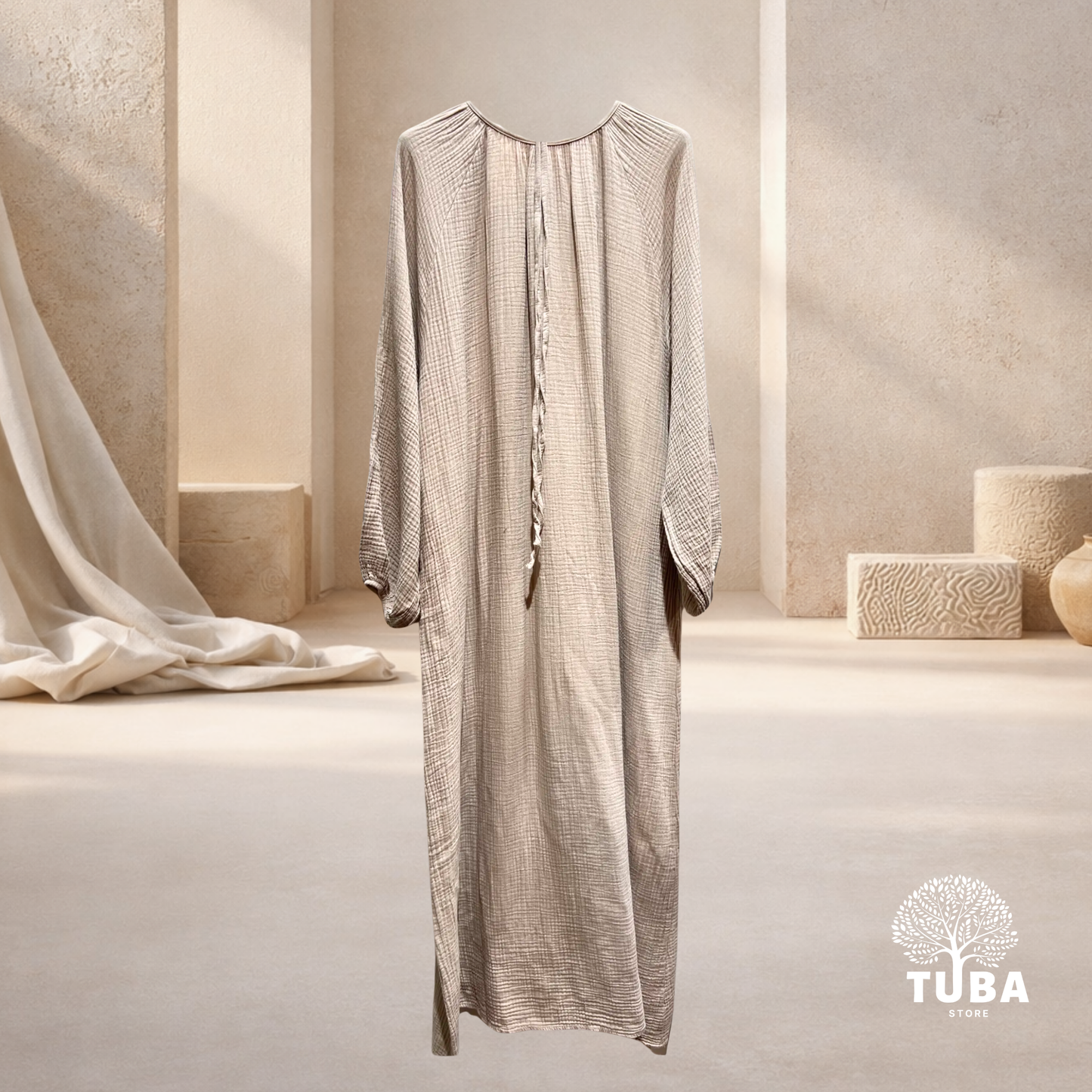 Layan Musselin Abaya - mit Puffärmel