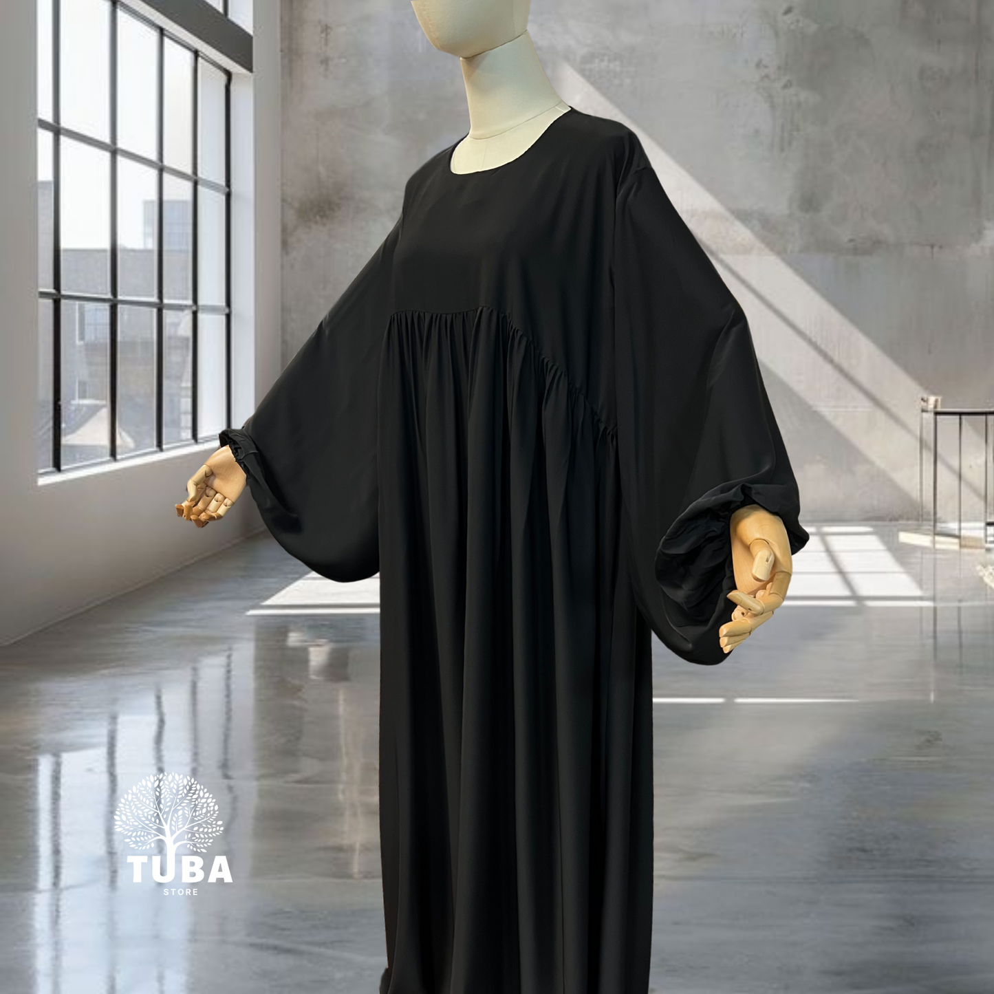 Abaya hochwertig mit Puffärmel/Ballonärmel - Medina