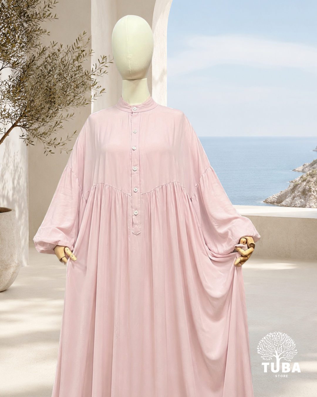 Asiyah Oversize Lyocell Still-Abaya mit Knöpfen - 100% Lyocell
