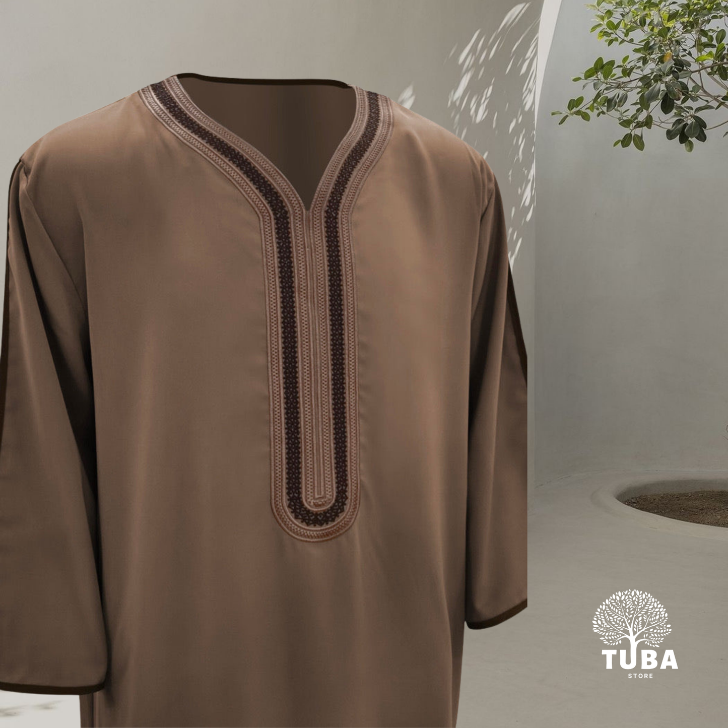 Jalabiya/Djellaba/Thobe feiner Stoff - Braun