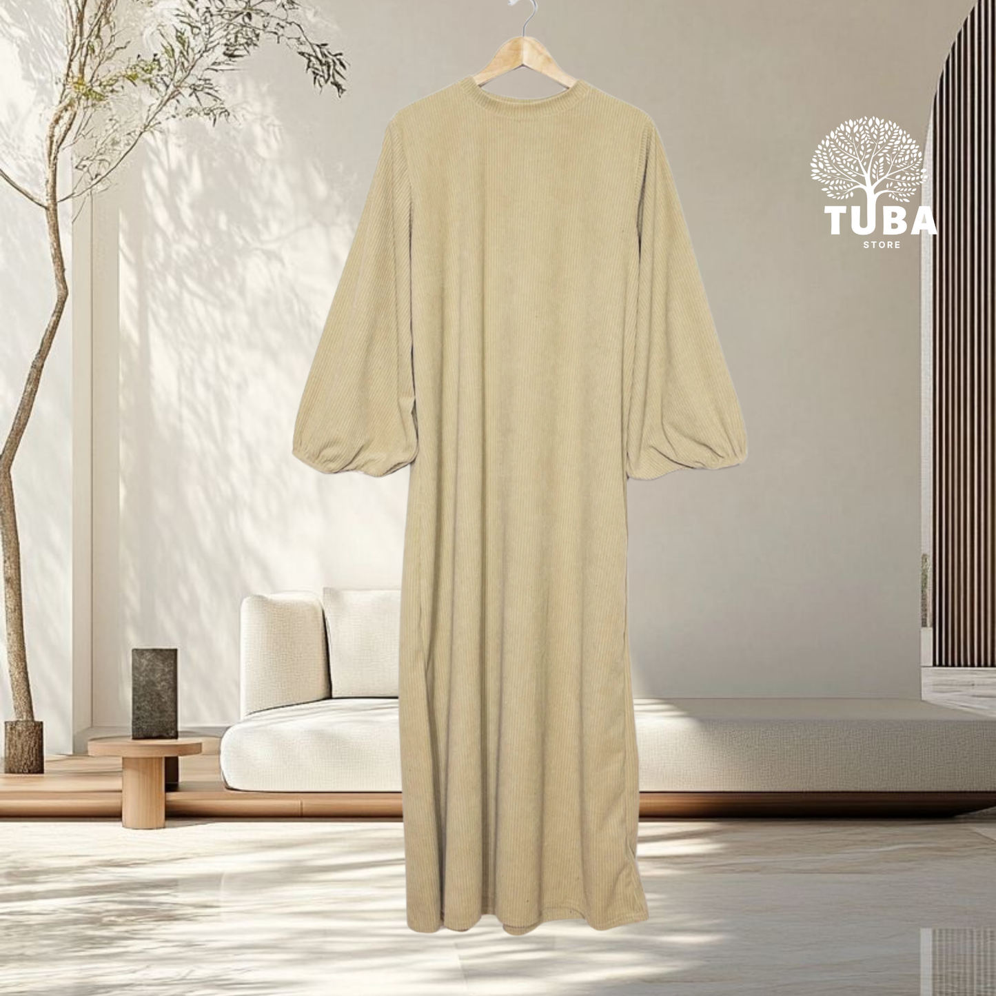 Abaya Cord mit Ballonärmeln - Herbst/Winter