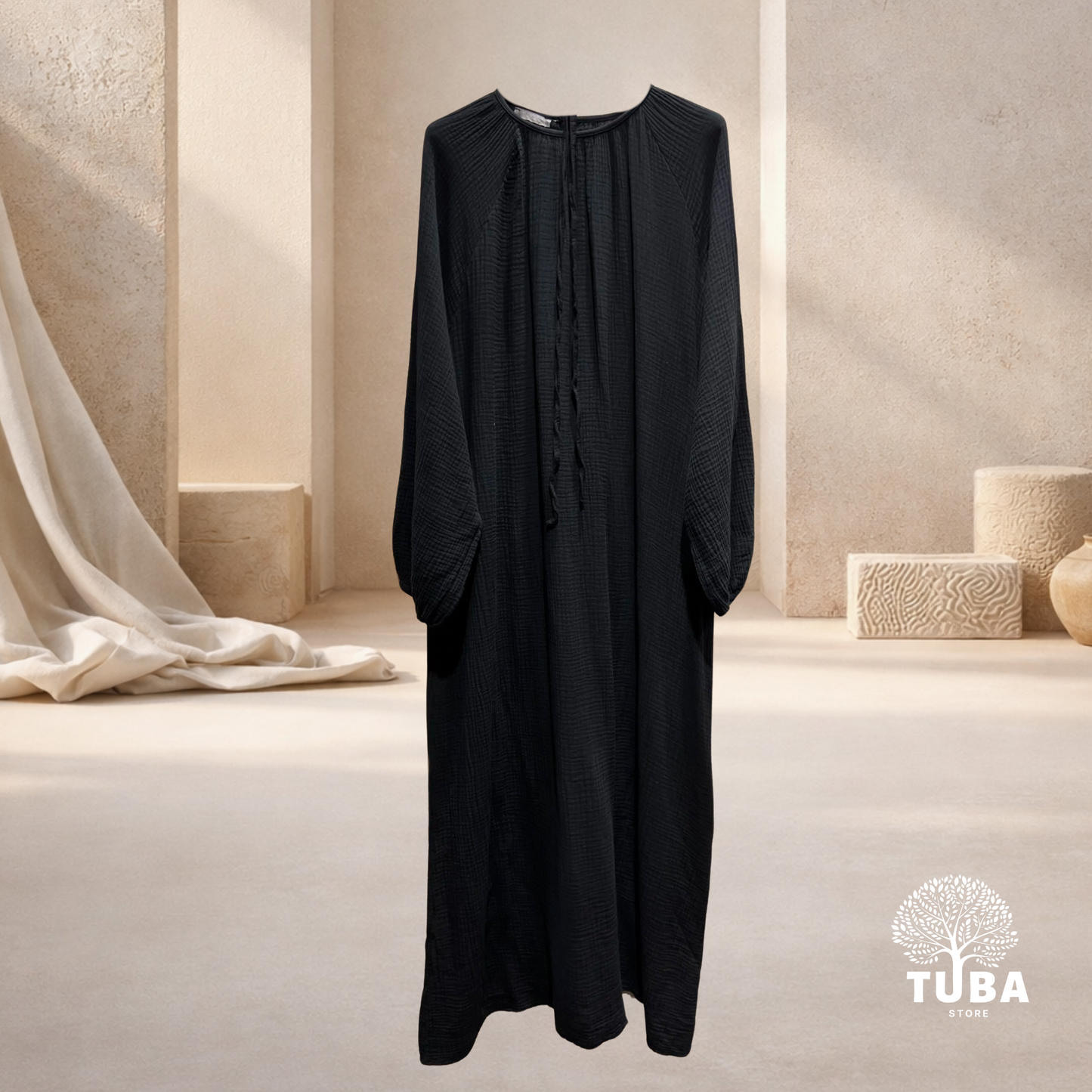 Layan Musselin Abaya - mit Puffärmel