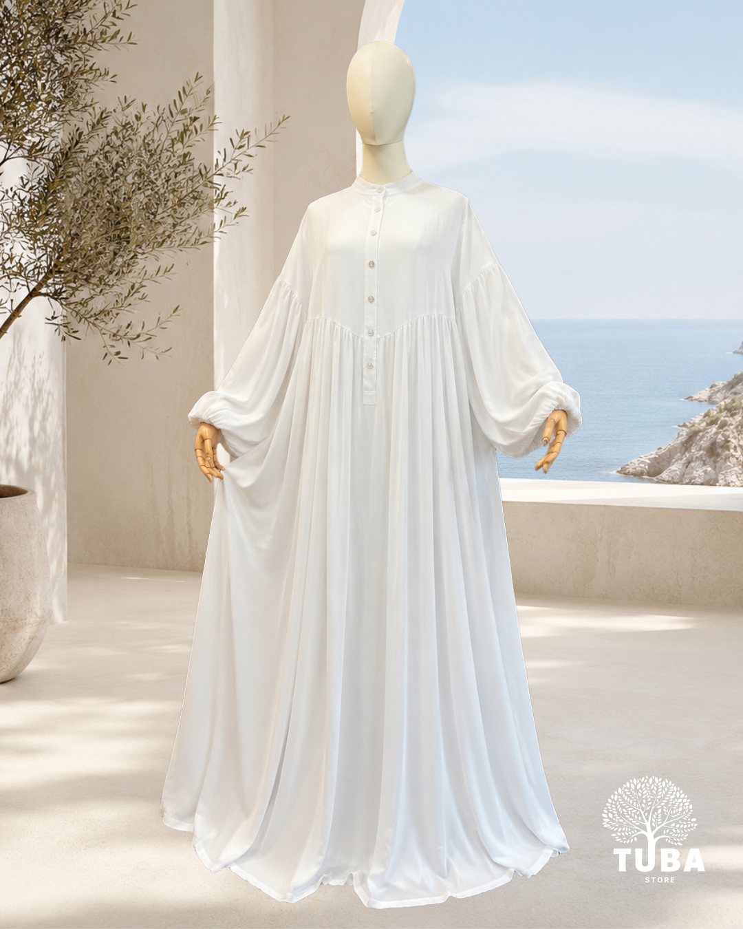 Asiyah Oversize Lyocell Still-Abaya mit Knöpfen - 100% Lyocell