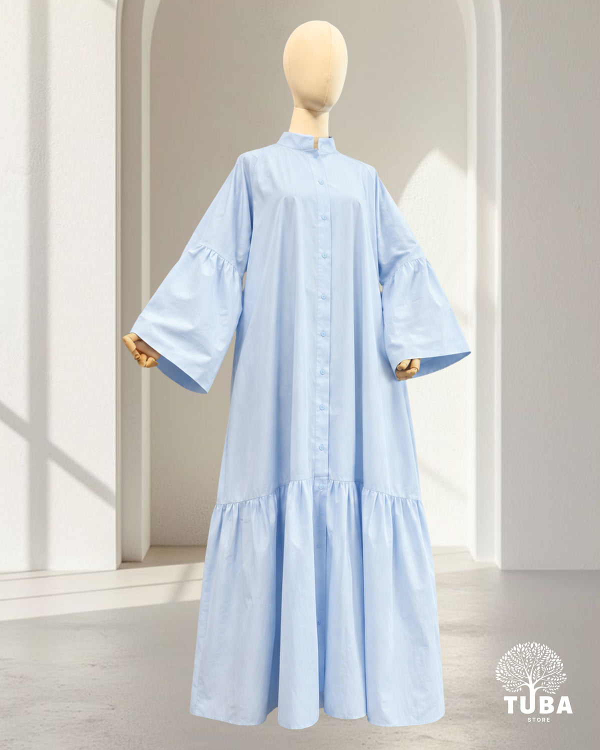 NOURA Cotton Abaya mit Knopfleiste - 100% Baumwolle