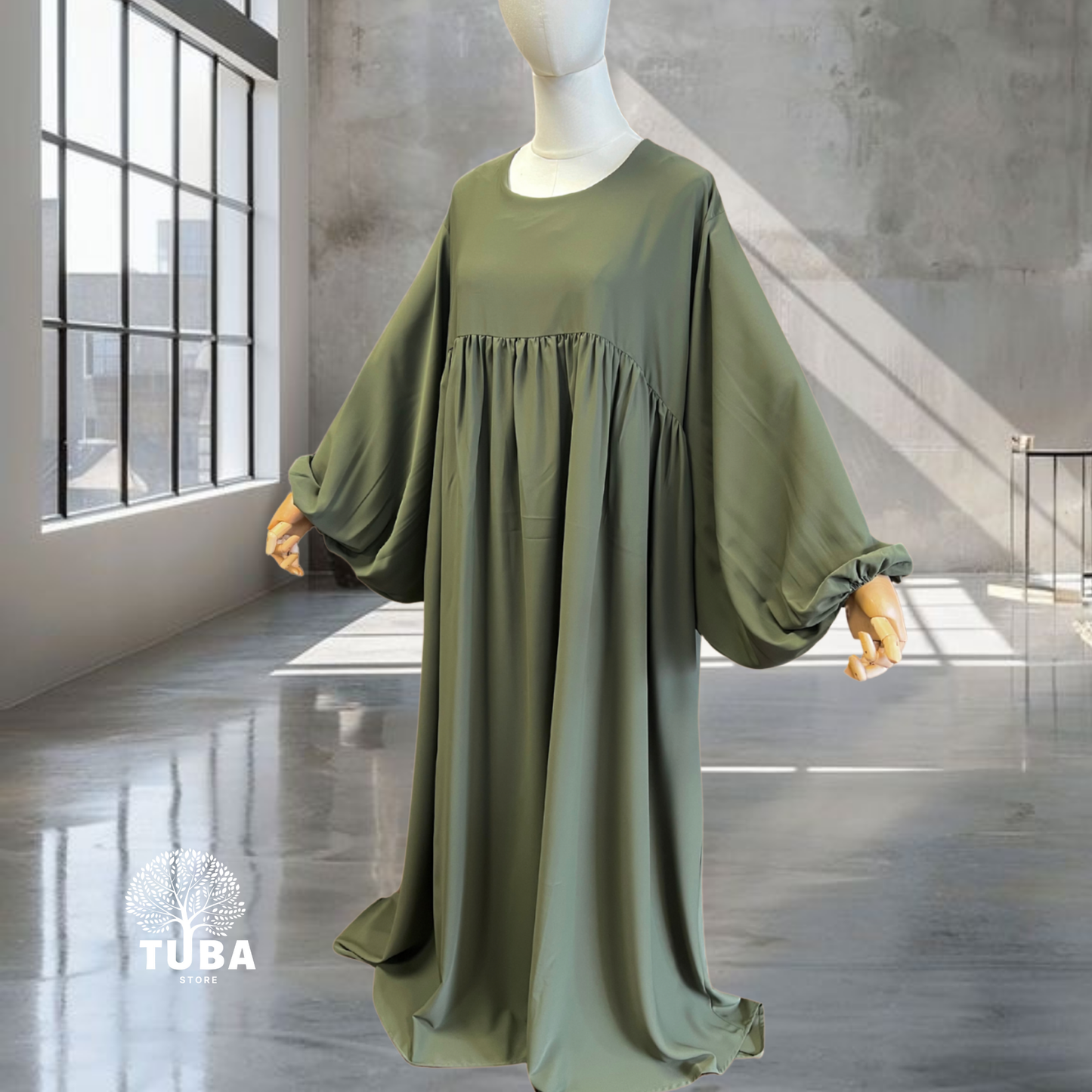 Abaya hochwertig mit Puffärmel/Ballonärmel - Medina