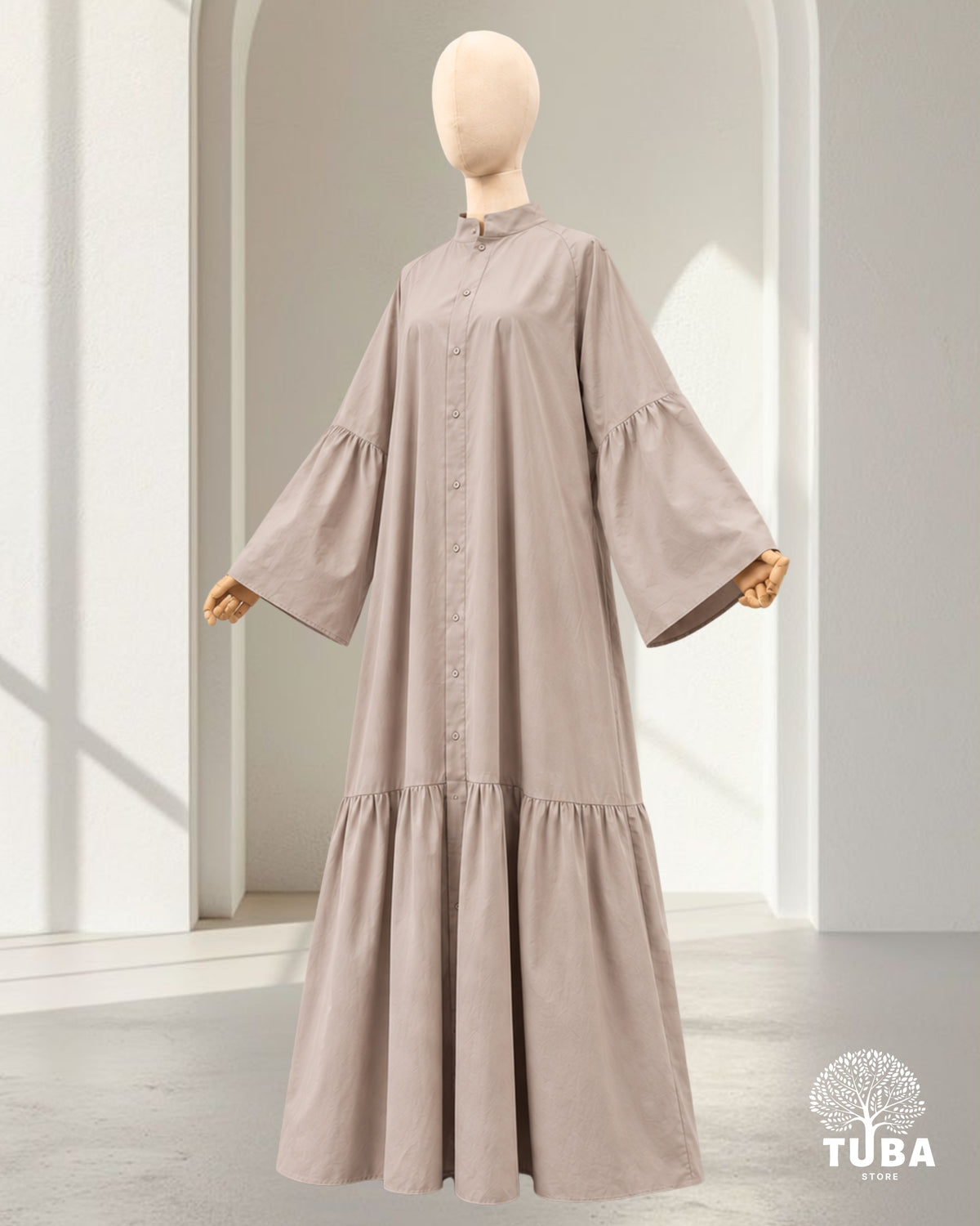 NOURA Cotton Abaya mit Knopfleiste - 100% Baumwolle