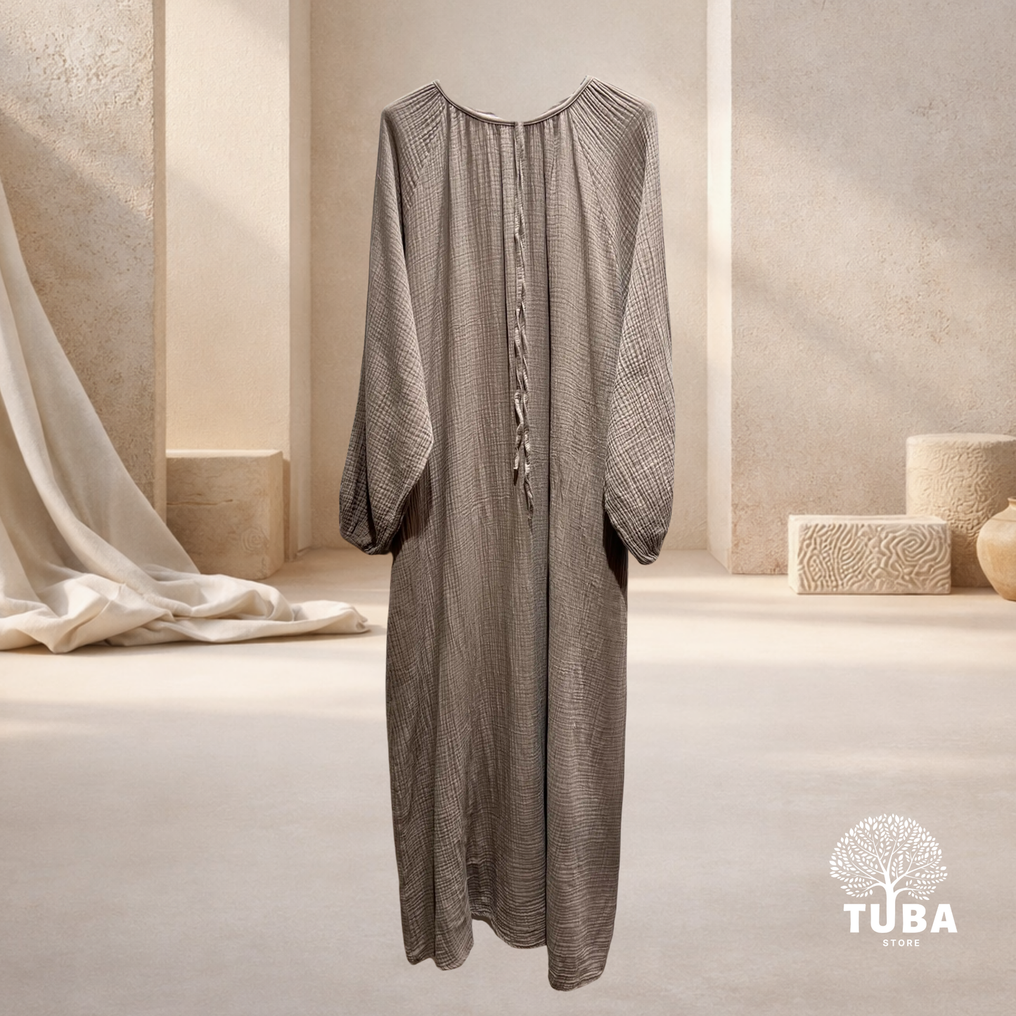 Layan Musselin Abaya - mit Puffärmel