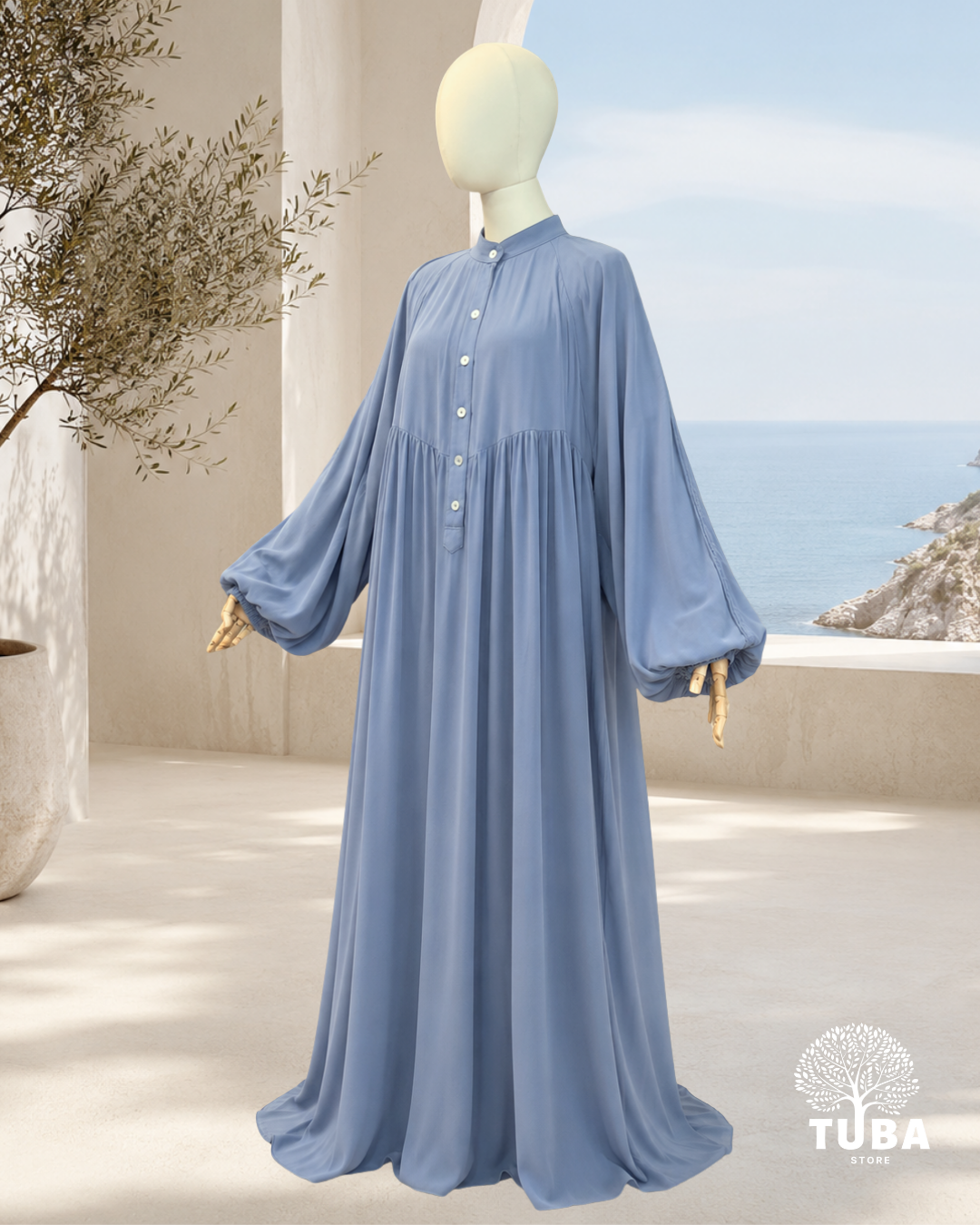 Asiyah Oversize Lyocell Still-Abaya mit Knöpfen - 100% Lyocell
