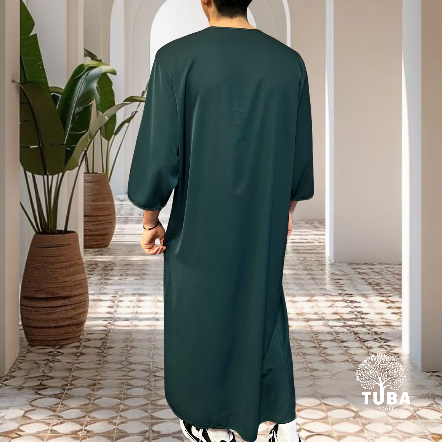 Jalabiya/Djellaba/Thobe feiner Stoff - Smaragdgrün