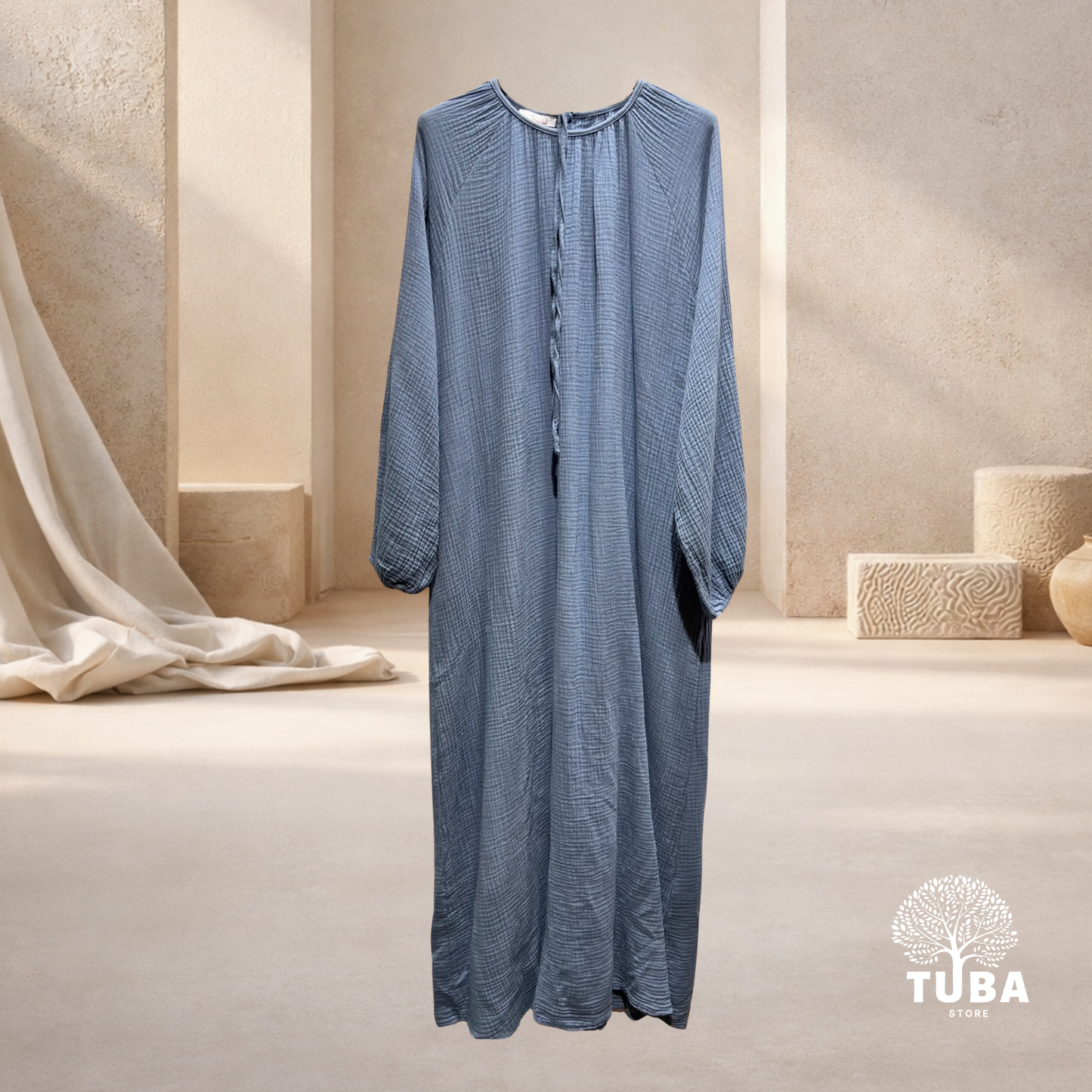 Layan Musselin Abaya - mit Puffärmel