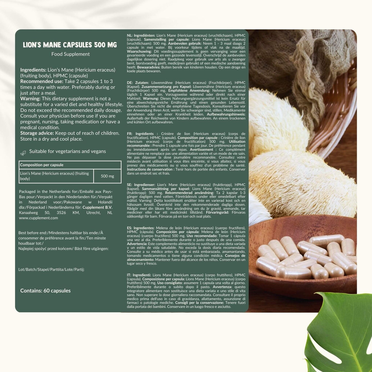 Löwenmähne Kapseln 500 mg Bio - 60 Kapseln