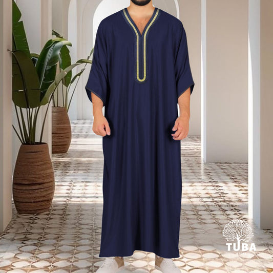 Jalabiya/Djellaba/Thobe feiner Stoff - Dunkelblau
