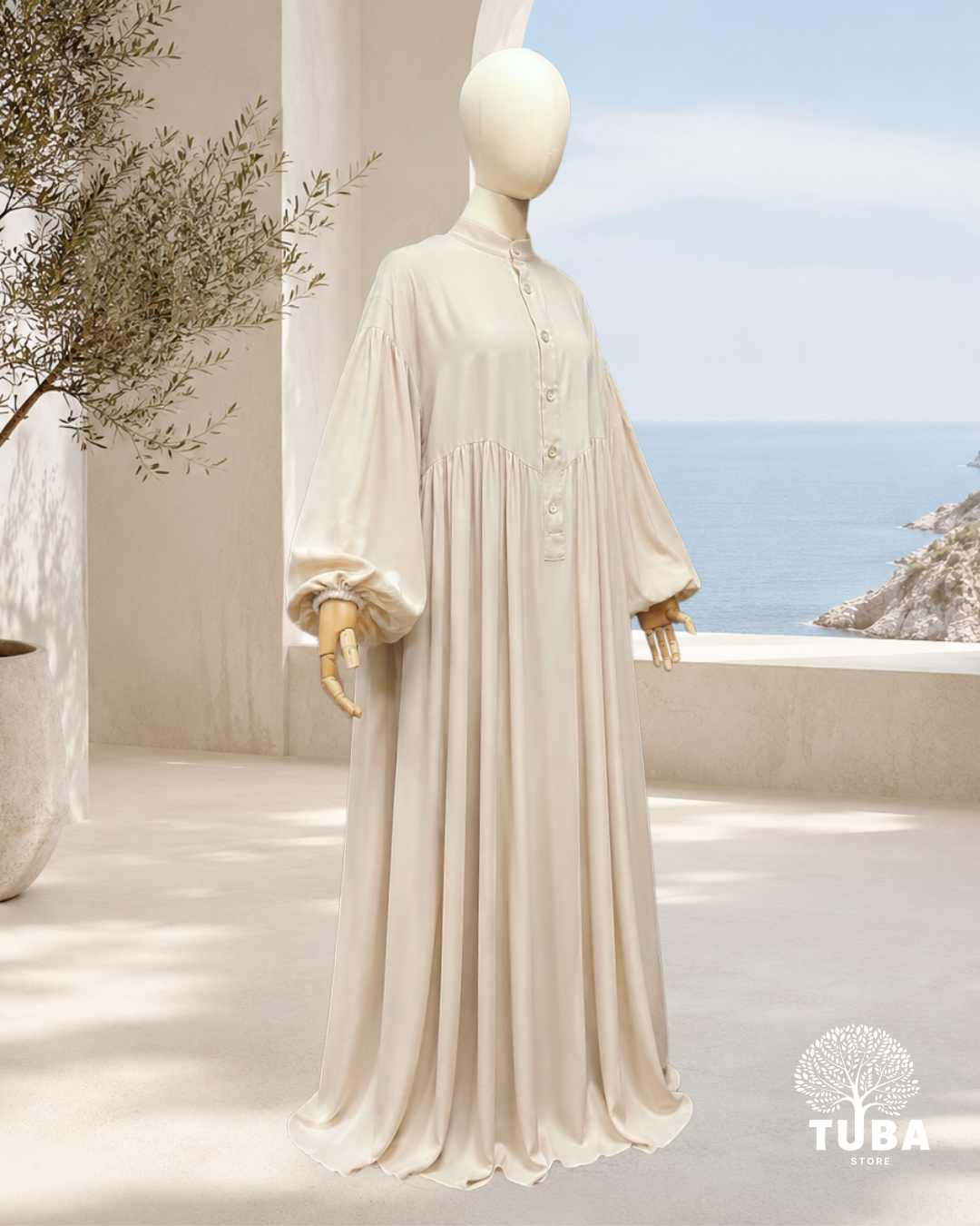 Asiyah Oversize Lyocell Still-Abaya mit Knöpfen - 100% Lyocell