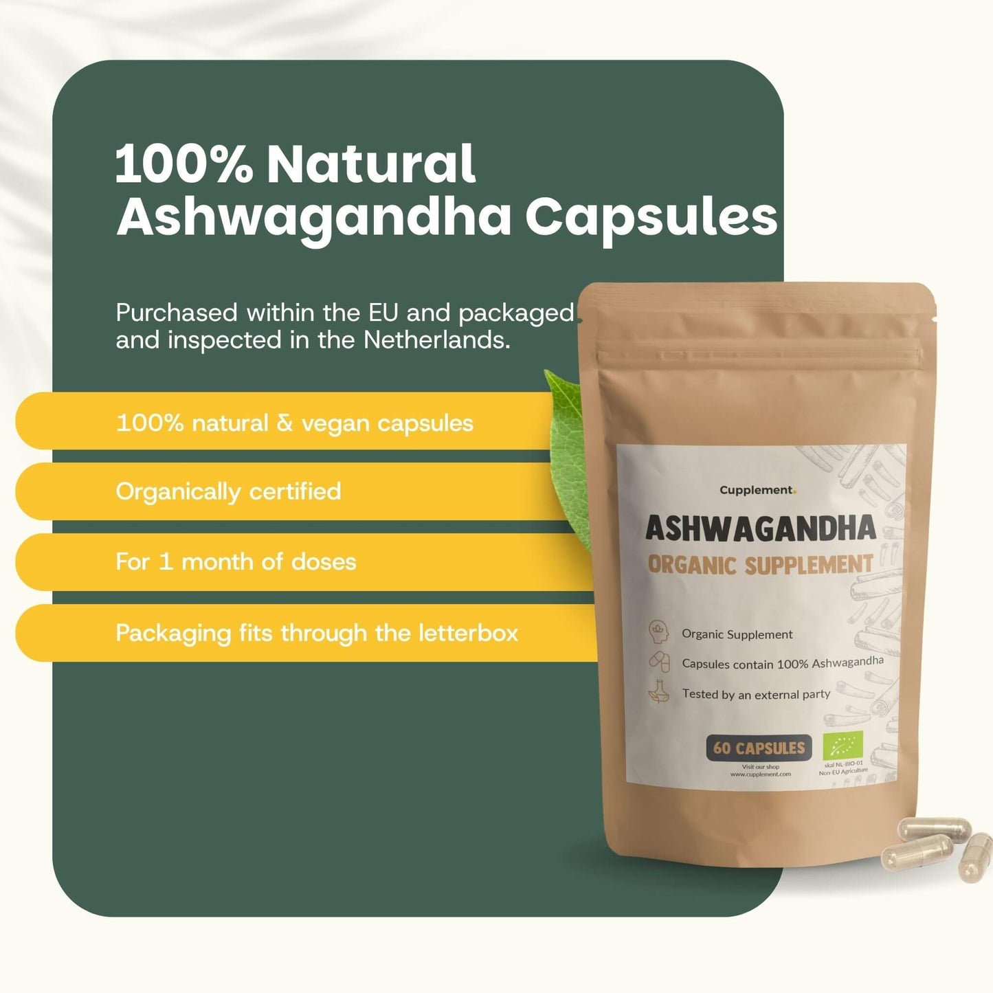Ashwagandha Kapseln 500 mg Bio - 60 Kapseln