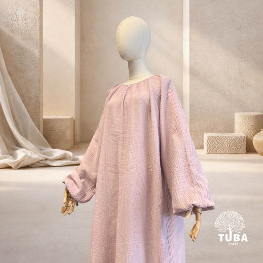 Layan Musselin Abaya - mit Puffärmel