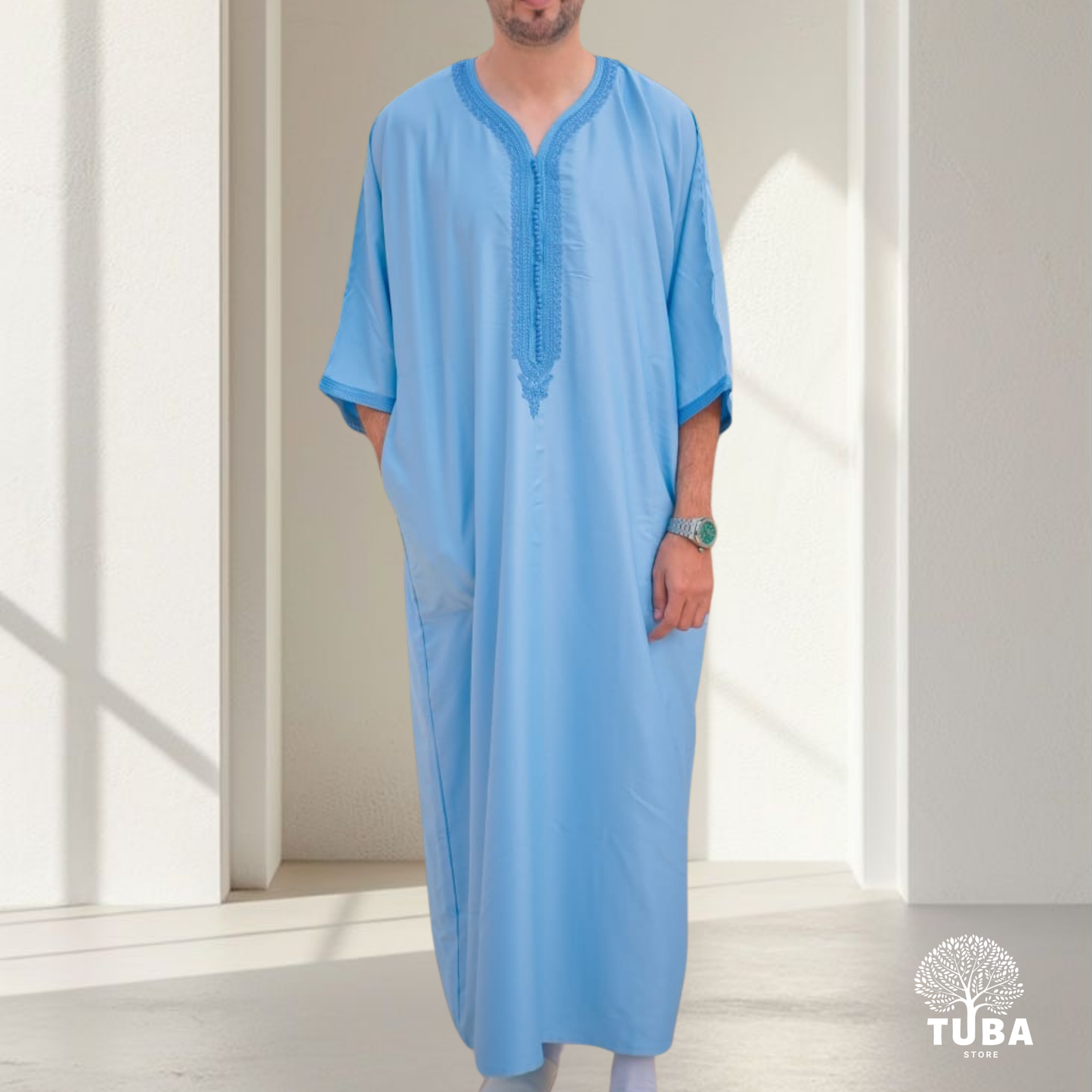 Premium Marokkanische Jalabiya/Djellaba/Thobe | Lightblue