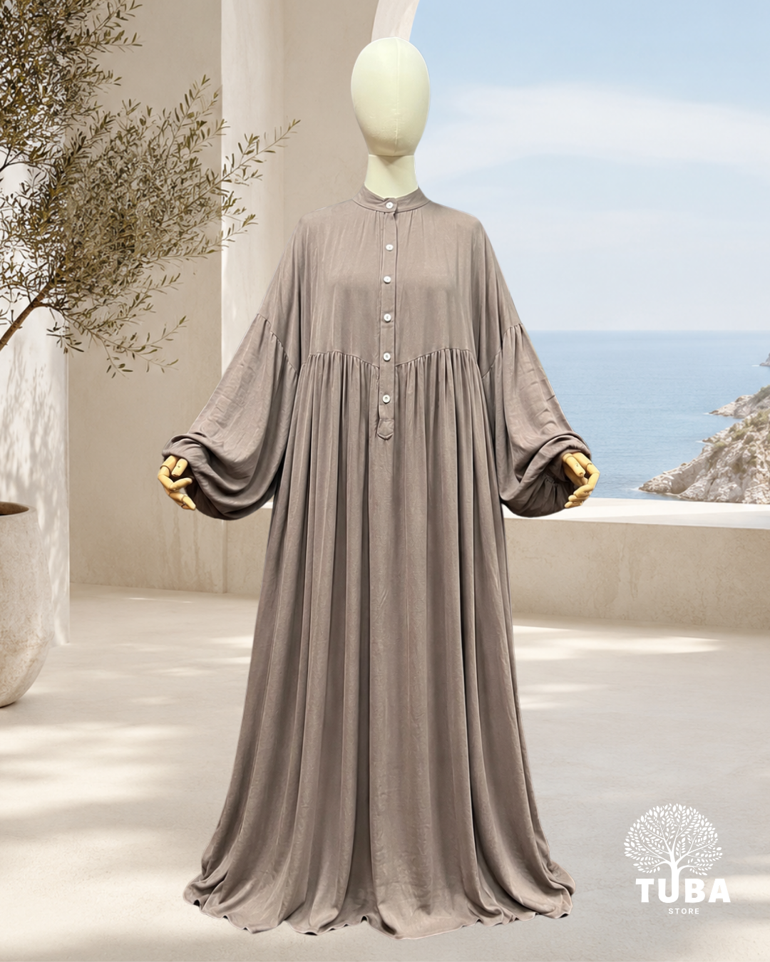 Asiyah Oversize Lyocell Still-Abaya mit Knöpfen - 100% Lyocell