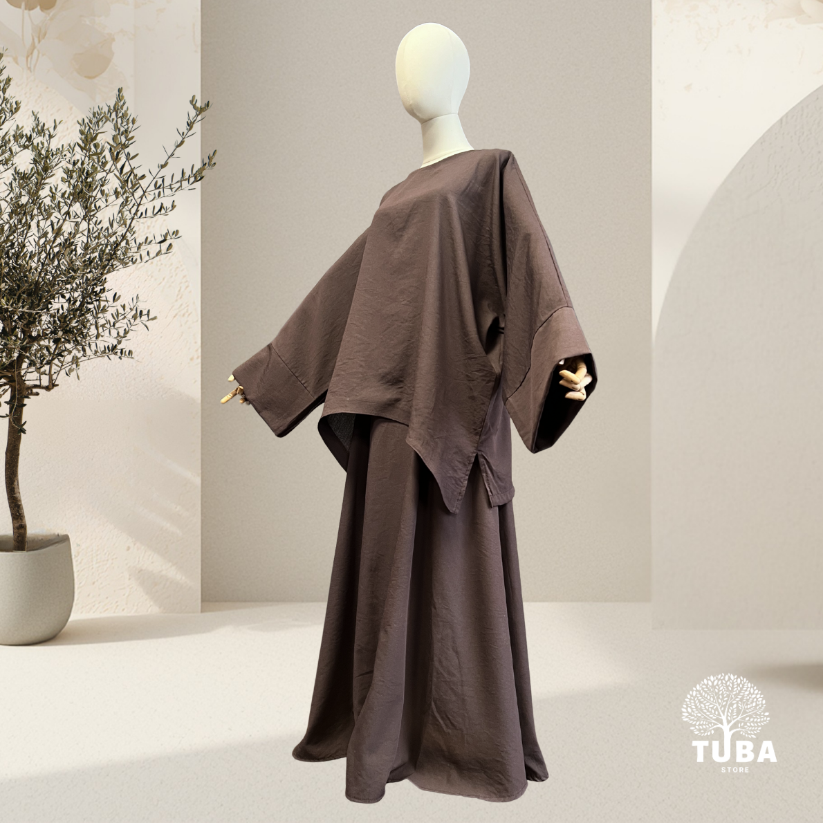Safiya Baumwoll-Viskose Tokyo Set mit weitem Rock - 95% Naturstoff